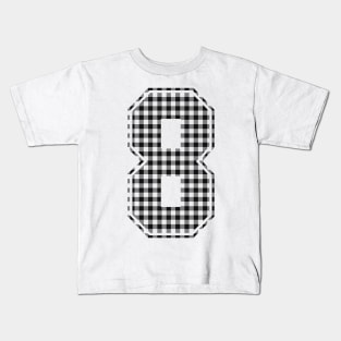 Plaid Number - 8 - Dark Kids T-Shirt